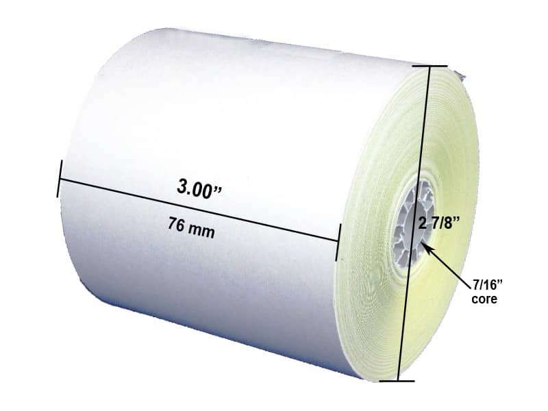 Carbonless Roll Paper, White/Canary, (50 Rolls)