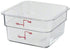 CamSquare¨ Food Container, 2 qt., 7-1/4"L x 7-1/4"W x 3-7/8"H, red graduation, polycarbonate, dishwasher safe, resists stains & odors, clear, NSF